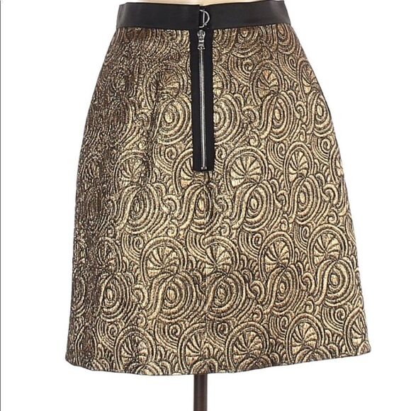 3.1 Phillip Lim Gold Brocade Jacquard Holiday Party Skirt - Picture 2 of 5